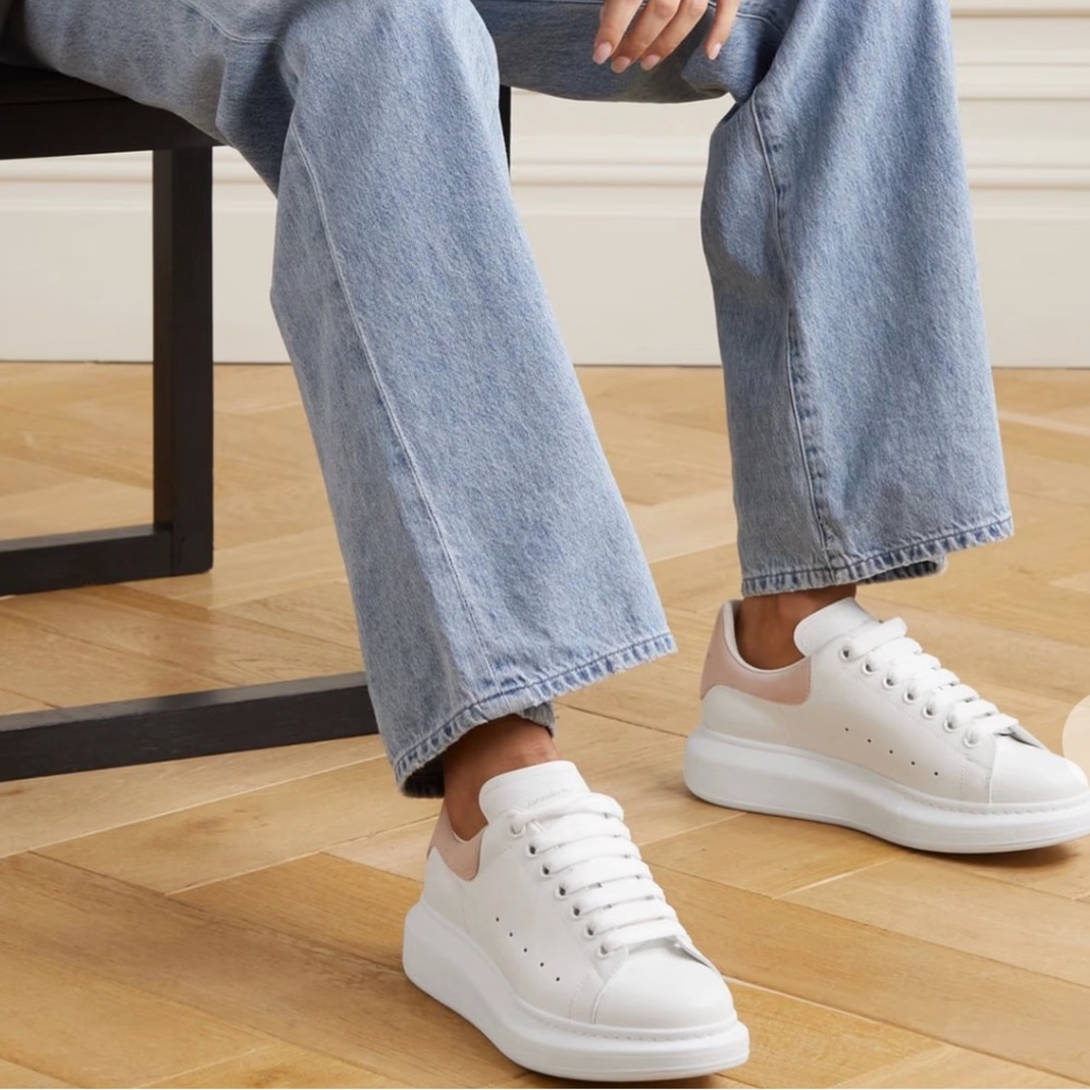 Alexander McQueen Suede-trimmed leather exaggerated-sole sneakers